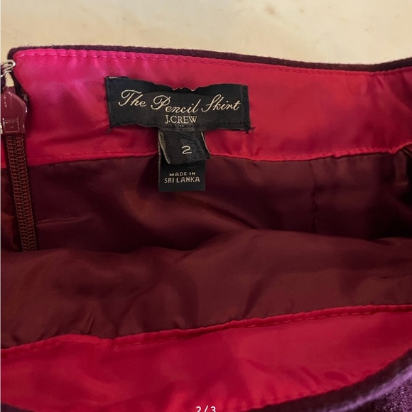 J. Crew Burgundy Wool Pencil Skirt Size 2 - Picture 2 of 4